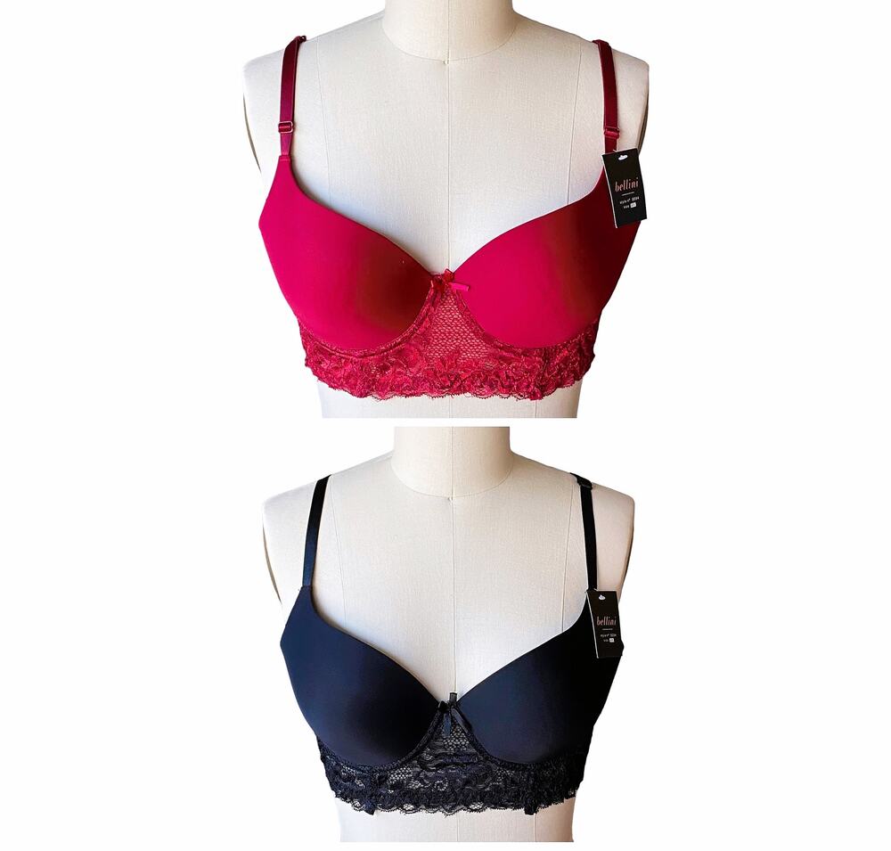 NWT 2 BELLINI Lace Underwire Black & Red Bras ~ Womens Bra Size 40C